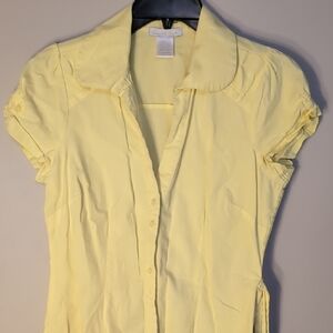 Charlotte Russe Yellow Fitted Button Down Top